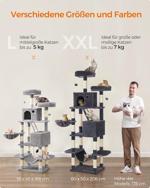 Kratzbaum Gross Mehrstöckig Hellgrau