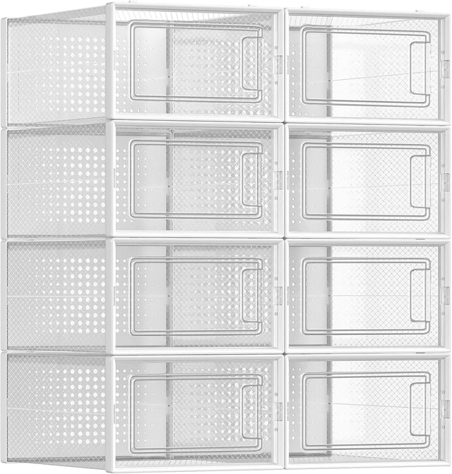 Schuhboxen Set Organizer Faltbar Stapelbar Transparent
