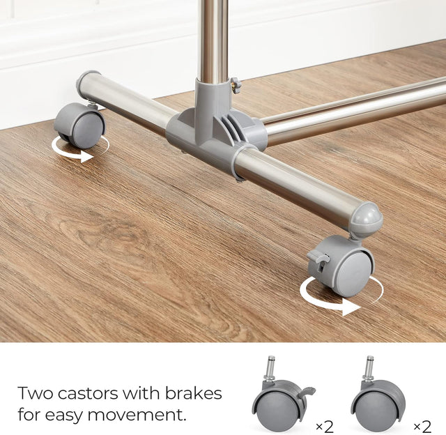 Kleiderständer Höhenverstellbar Edelstahl Rollen Silber