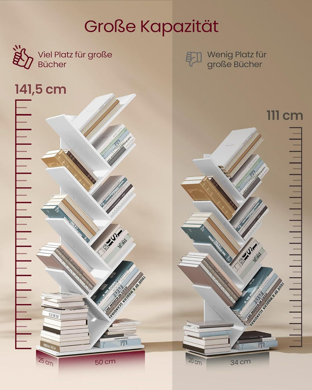 Bücherregal Baumform 9 Ebenen Wolkenweiss