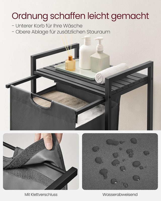 Wäschekorb mit Ablagefläche, Schiefergrau Anthrazitgrau von guteszeug.ch