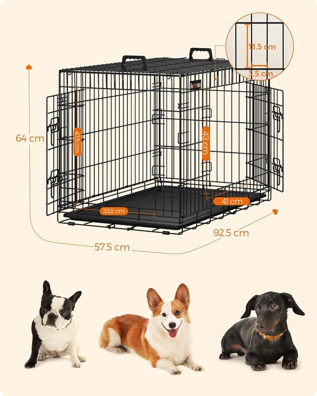 Hundekäfig Klappbar 2 Türen Kunststoffschale Schwarz von Songmics