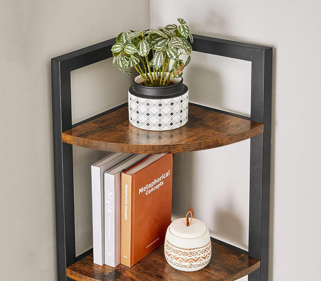 Eckregal mit 5 Ablagen Vintagbraun