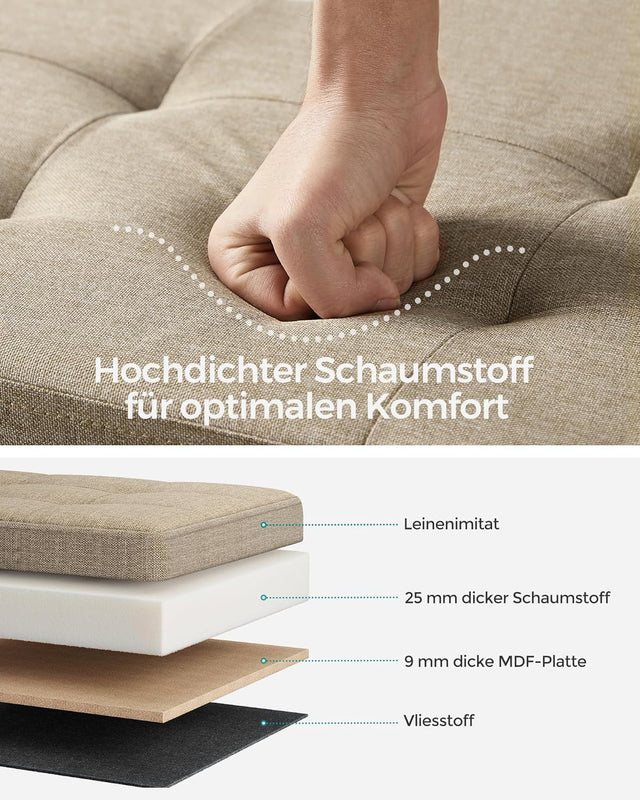 Sitzbank Sitztruhe Stauraum Klappbar Belastbar Wohnzimmer Kamelbraun