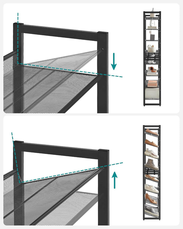 Schuhregal 8 Ebenen verstellbar Schwarz von guteszeug.ch