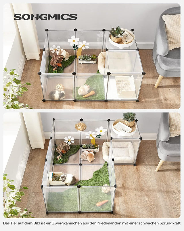 Freigehege Kunststoff Laufstall Kleintiere Weiss von Songmics