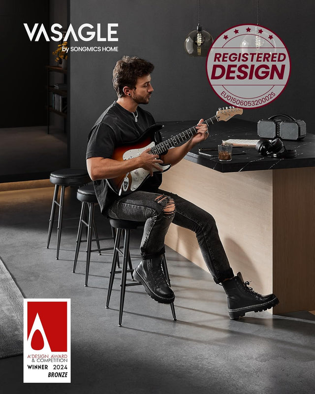 Barhocker 2er Set Kunstleder tintenschwarz Small