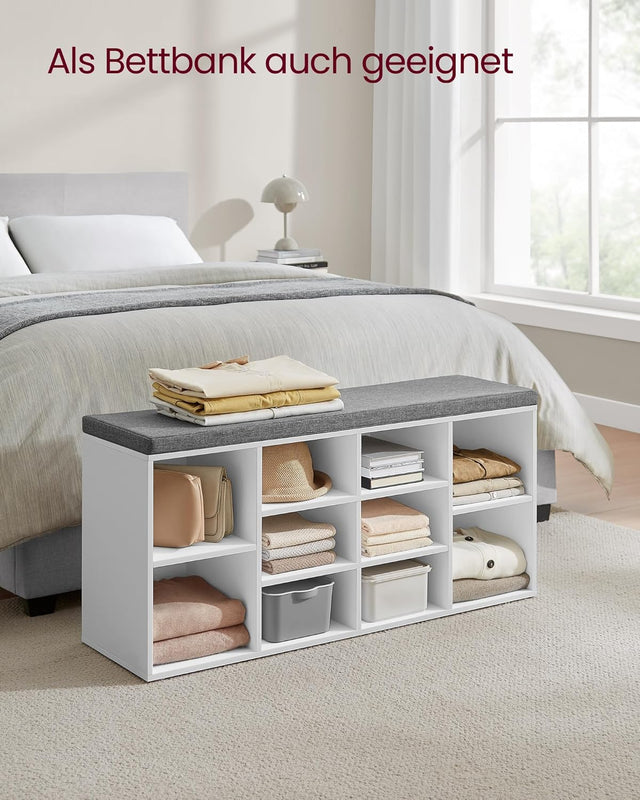 Schuhbank Stauraum Sitzfläche Verstellbar Weiss Grau