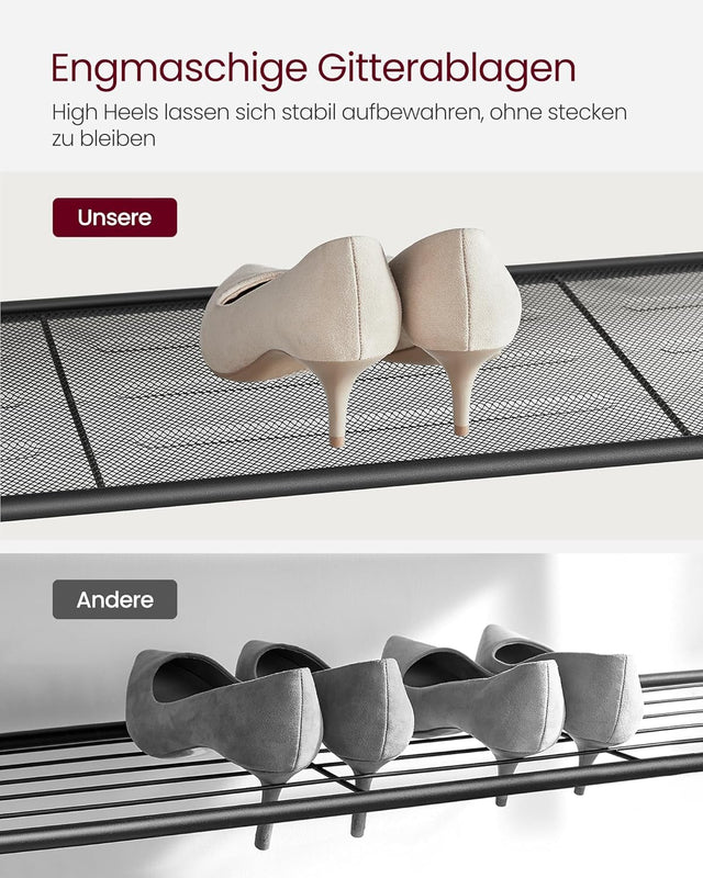 Schuhregal 4 Gitter-Ablagen Metall Industrie Design Vintagebraun Schwarz