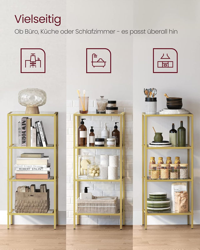 Regal mit 4 Ablagen Goldfarben