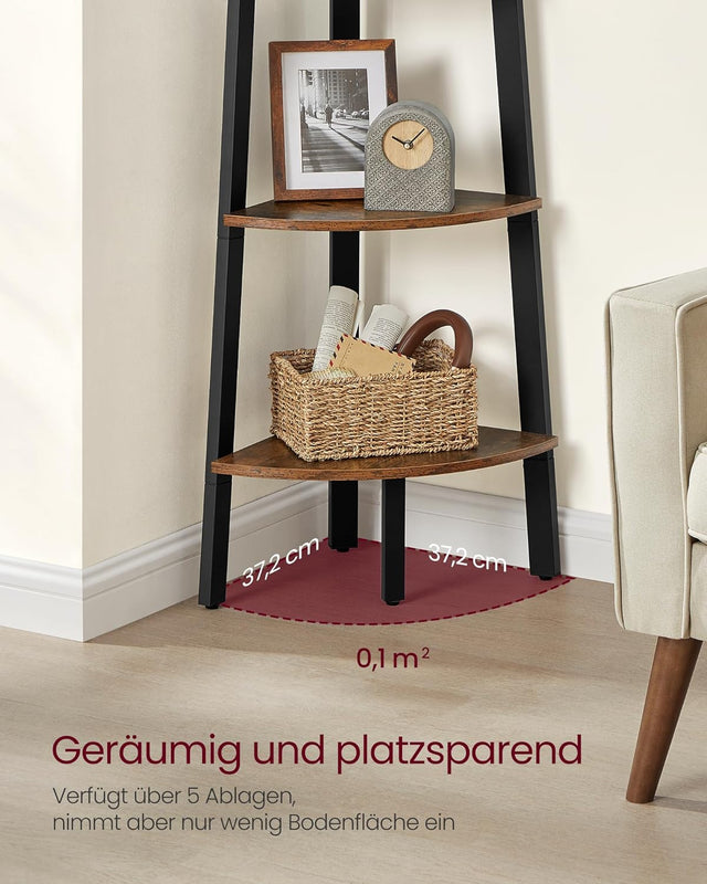 Eckregal im Industrial-Design vintagebraun-schwarz