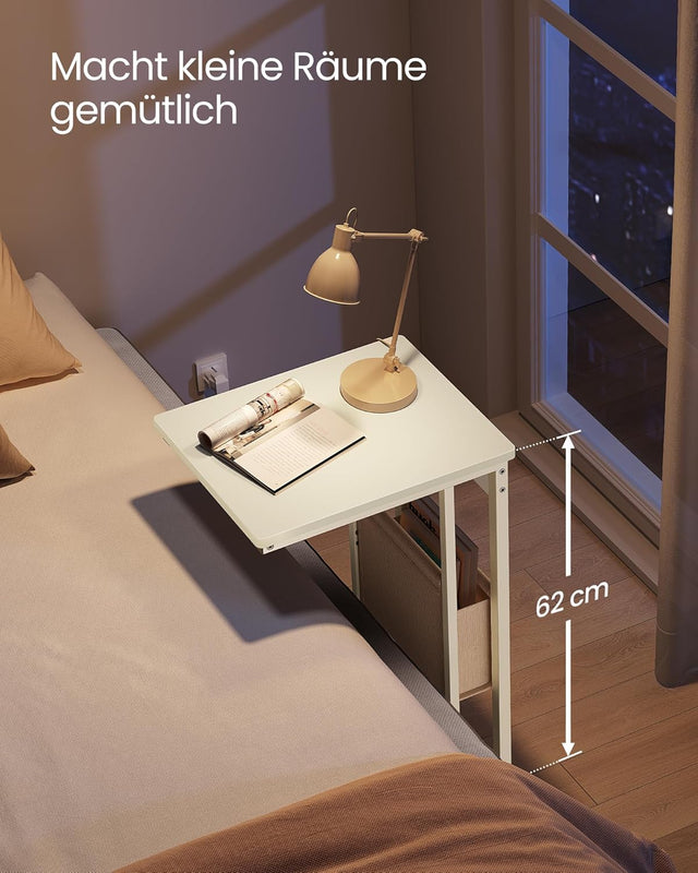 Beistelltisch mit Ladestation USB Cremeweiss