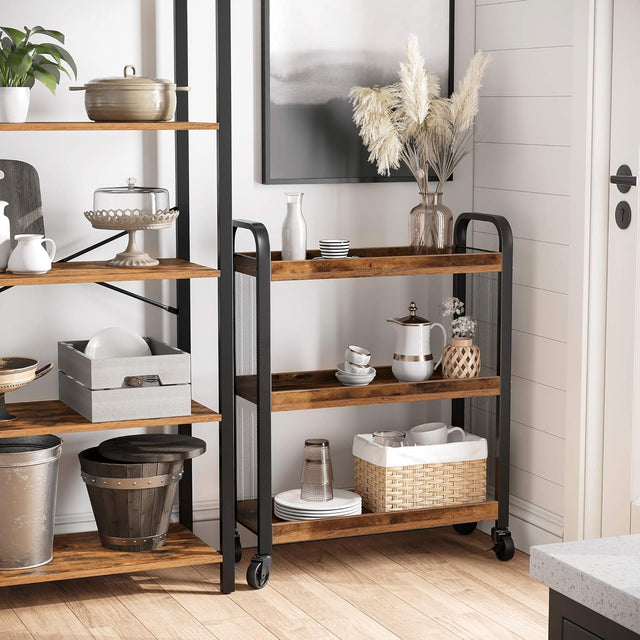 Küchenwagen Servierwagen mit Rollen Rustikal Braun