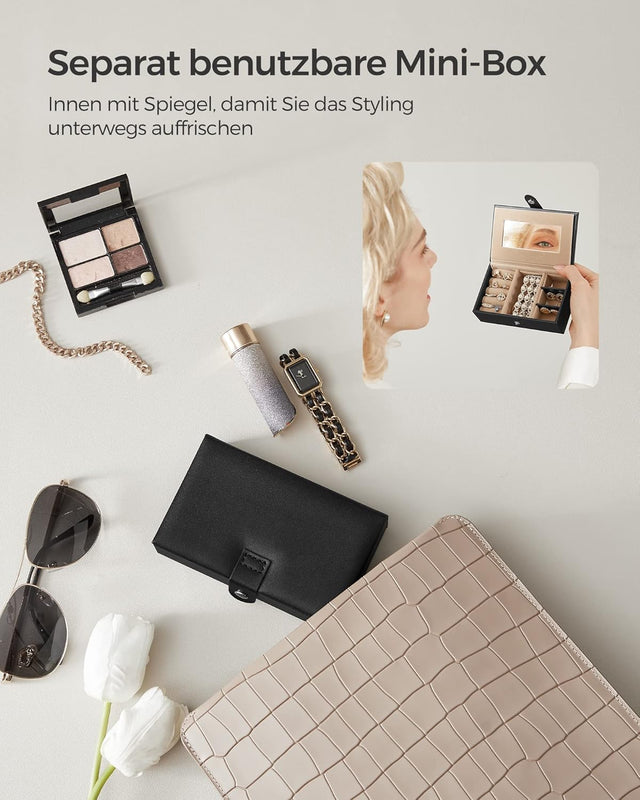 Schmuckkasten abschliessbar mit Spiegel schwarz