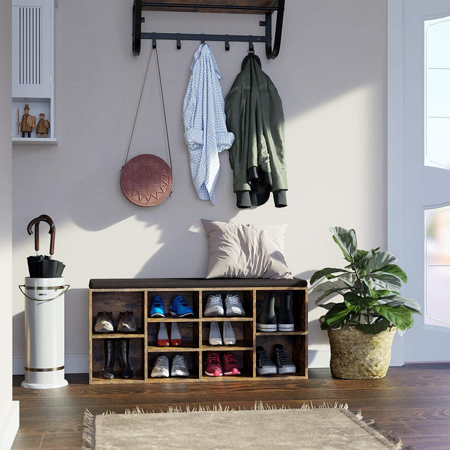 Schuhbank Sitzbank Stauraum 10 Fächer Vintagebraun