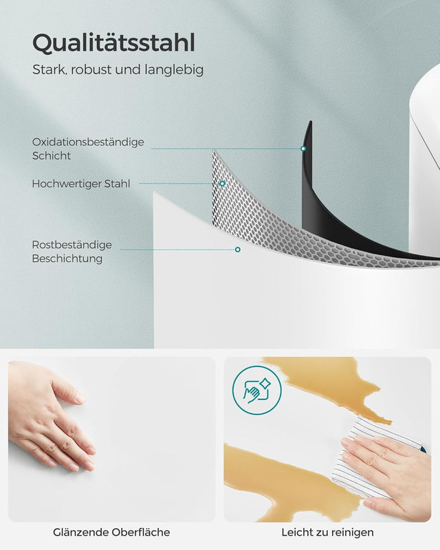 Mülleimer Küche 30L Stahl Weiss