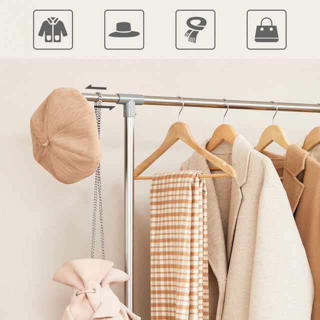 Kleiderständer Höhenverstellbar Edelstahl Rollen Silber