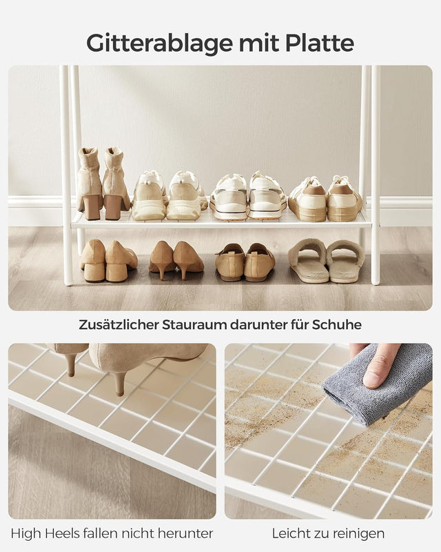 Kleiderständer mit Ablage Stahlgestell Weiss von Songmics