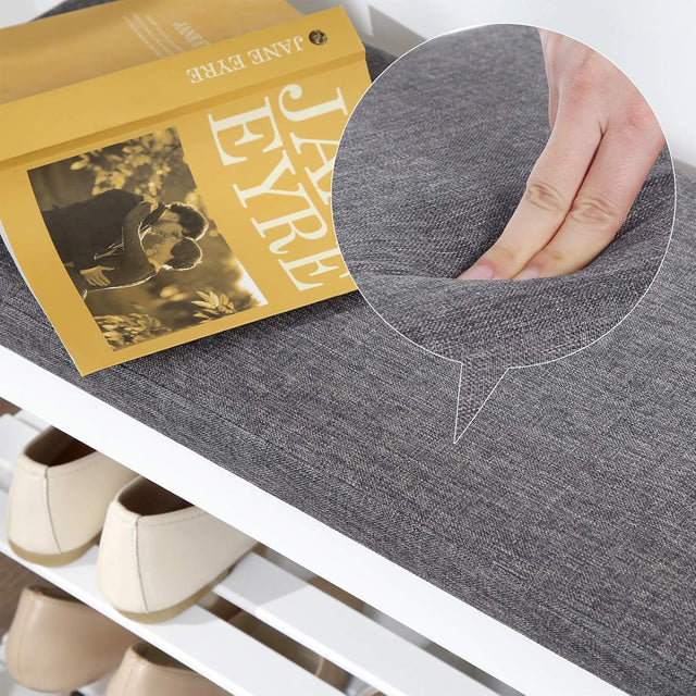 Schuhbank Bambus Regal 2 Ebenen Weiss von Songmics