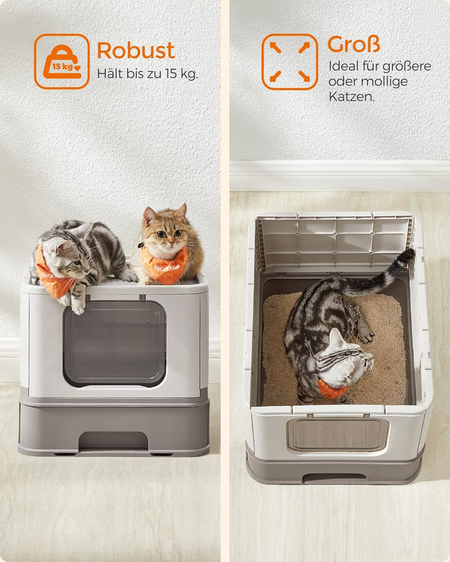 Katzentoilette mit Deckel auslaufsicher Haferflockenfarben