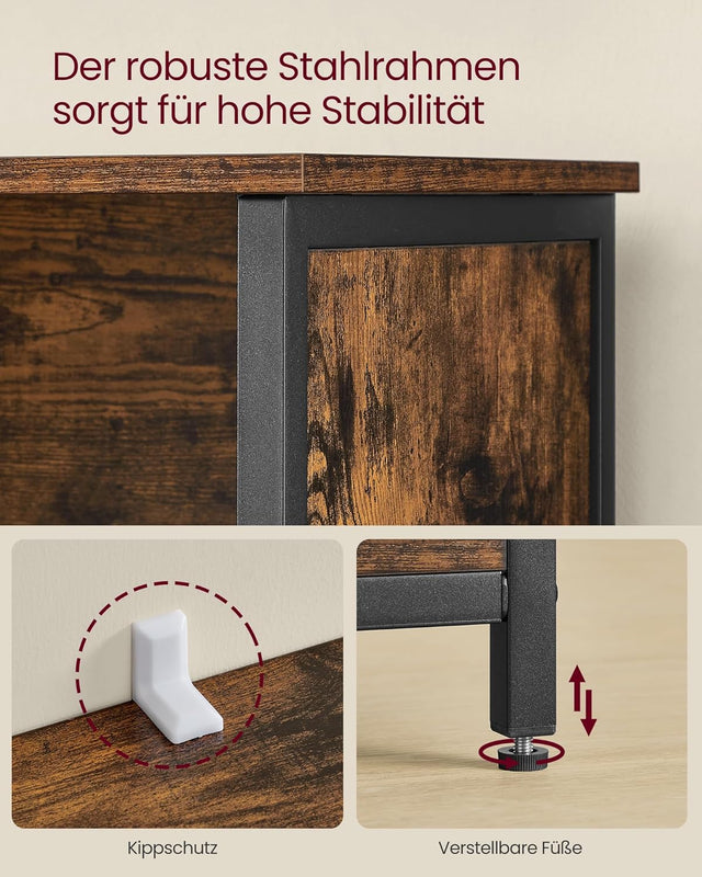 Küchenschrank mit Türen und Fächern vintagebraun-schwarz