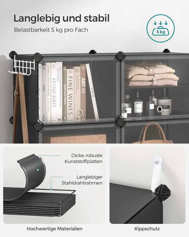 Schuhregal mit 6 Fächern tintenschwarz von Songmics