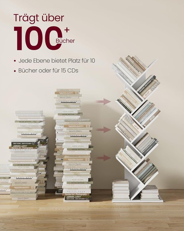 Bücherregal Baumform 9 Ebenen Wolkenweiss