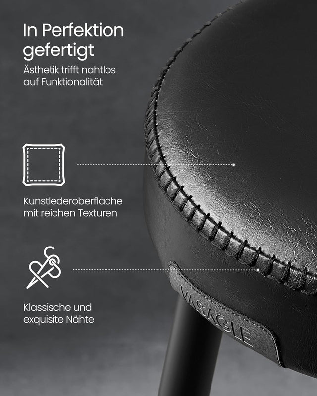 Barhocker 2er Set Kunstleder Mid-Century Schwarz Tall