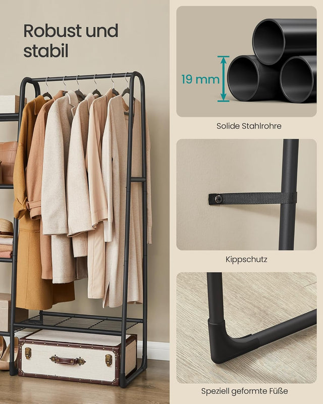 Kleiderständer Metallrahmen 5 Ablagen Tintenschwarz von Songmics