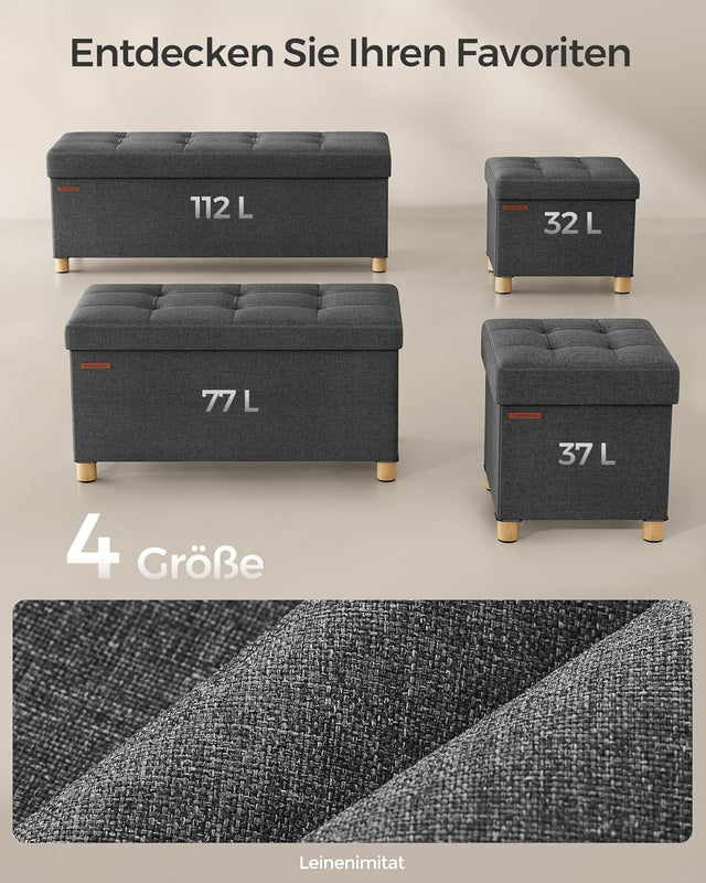 Sitzhocker Aufbewahrungsbox Fussbank schiefergrau von Songmics