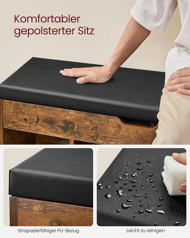 Schuhbank Sitzbank Stauraum gepolstert Vintagebraun