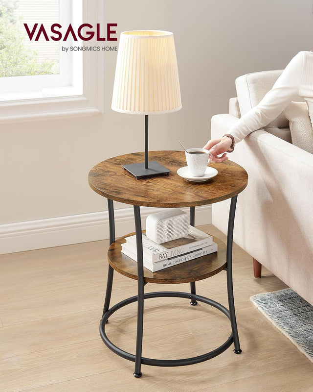 Beistelltisch Industrie-Design mit Ablagen vintagebraun