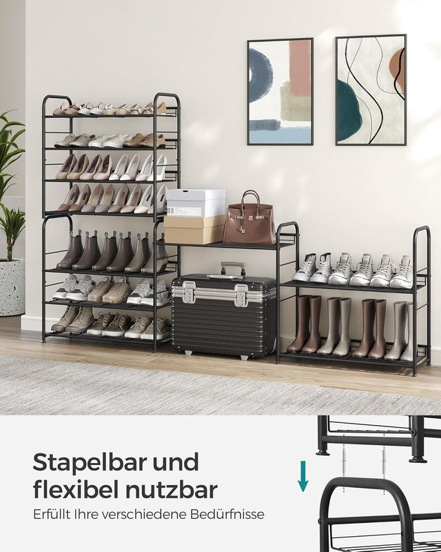 Schuhregal stapelbar für 16 Paar Schwarz von Songmics