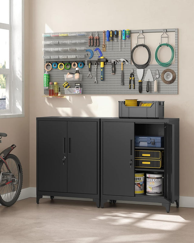 Aktenschrank abschliessbar Stahl Mehrzweckschrank Mattschwarz von Songmics