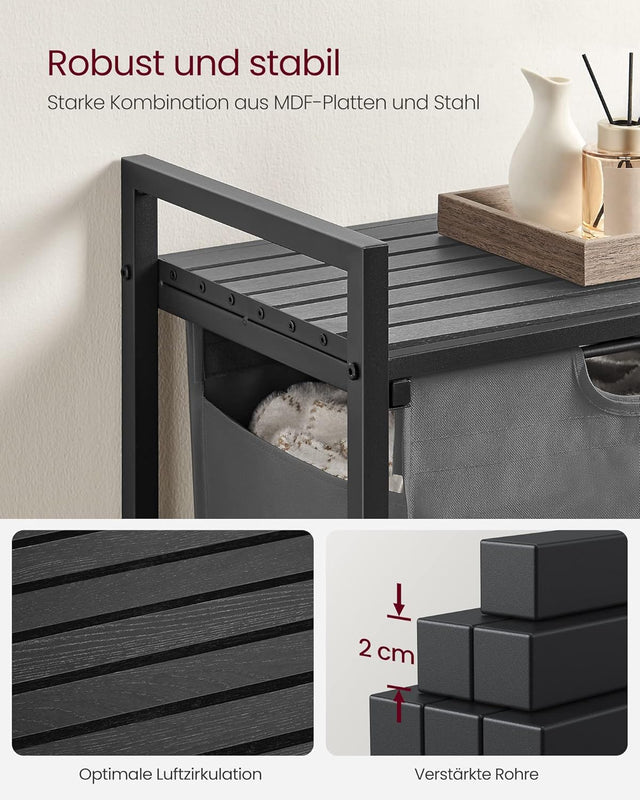 Wäschekorb mit Ablagefläche, Schiefergrau Anthrazitgrau von guteszeug.ch