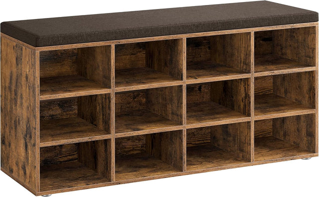 Schuhbank Sitzbank Stauraum 12 Fächer Vintagebraun