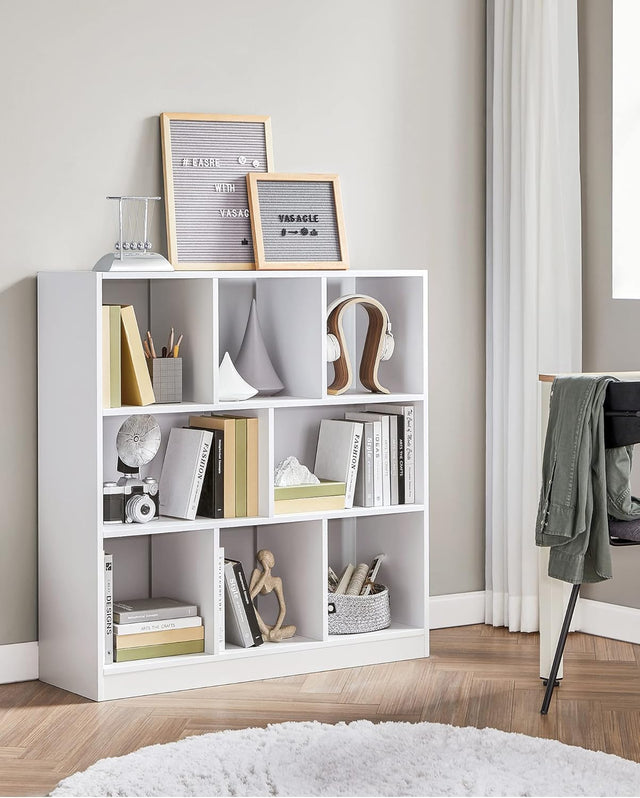Bücherregal 8 Fächer Horizontal Wohnzimmer Weiss von Songmics