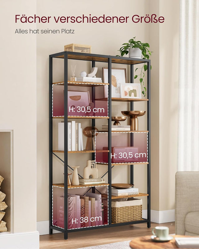 Bücherregal 5 Ebenen Standregal Vintagebraun Schwarz von Songmics