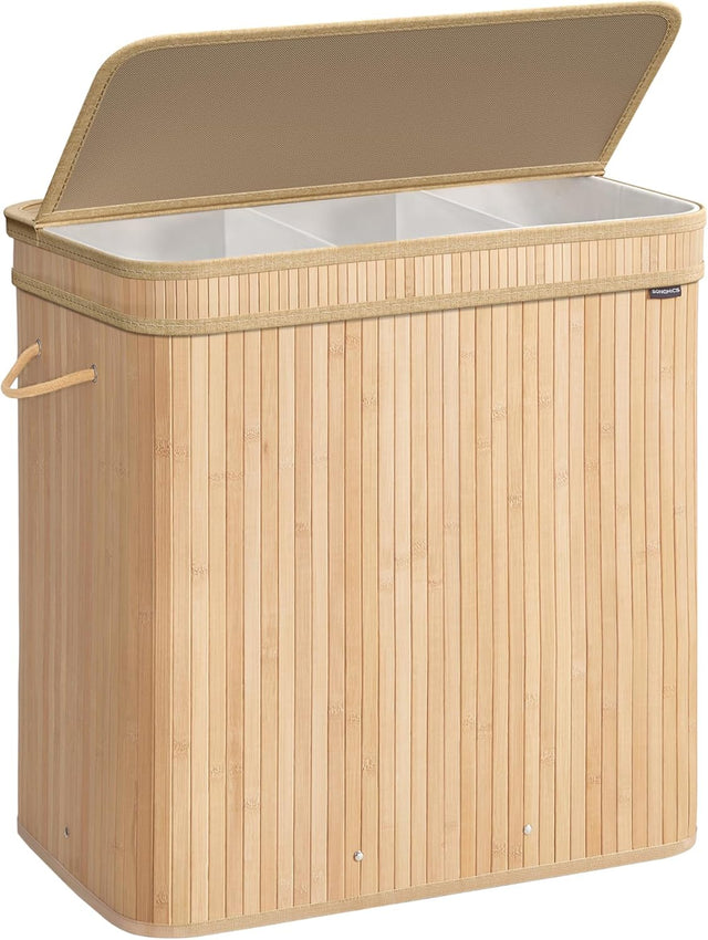 Wäschekorb Bambus 150L Naturbeige von Songmics