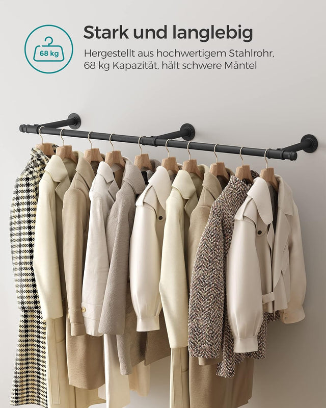 Kleiderstange Wandmontage Industrie-Design Schwarz