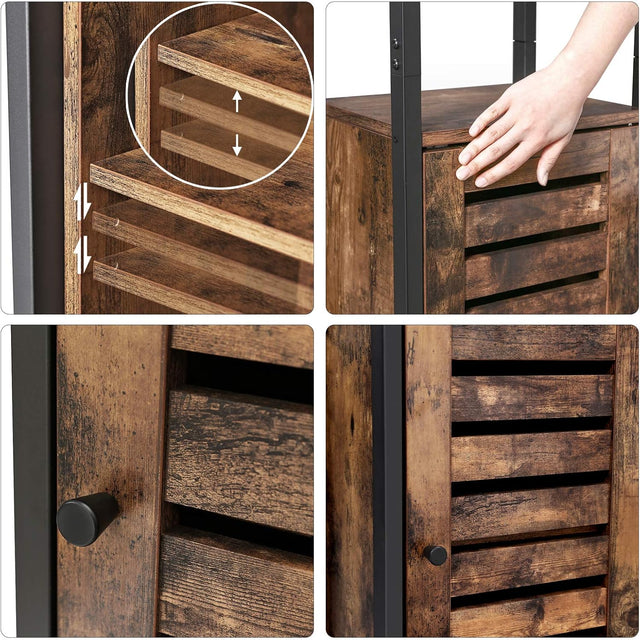 Hochschrank Schmal Offene Versteckte Ablagen Vintagebraun von Songmics