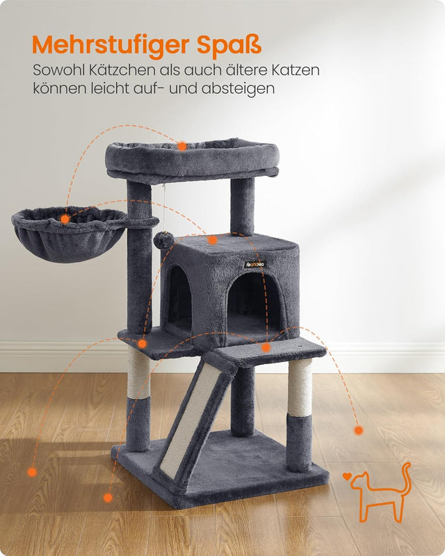 Kratzbaum Katzenbaum mit grosser Plattform rauchgrau