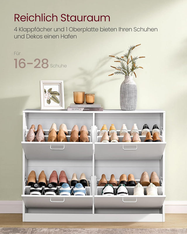 Schuhschrank Klappen Verstellbar Schuhregal Schneeweiss