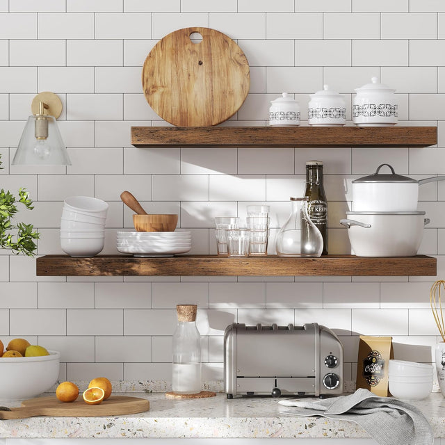 Wandregal schwebend rustikales Braun 20x40cm von Songmics