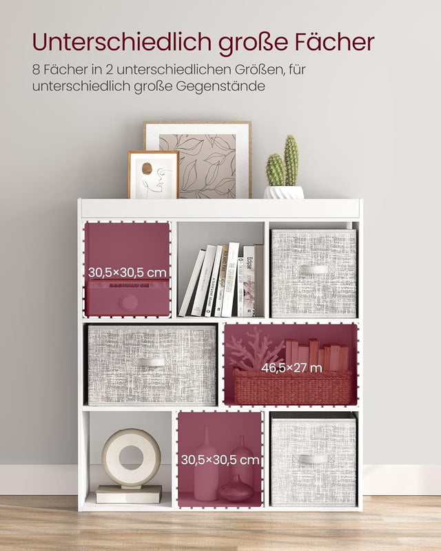 Bücherregal 8 Fächer Horizontal Wohnzimmer Weiss von Songmics