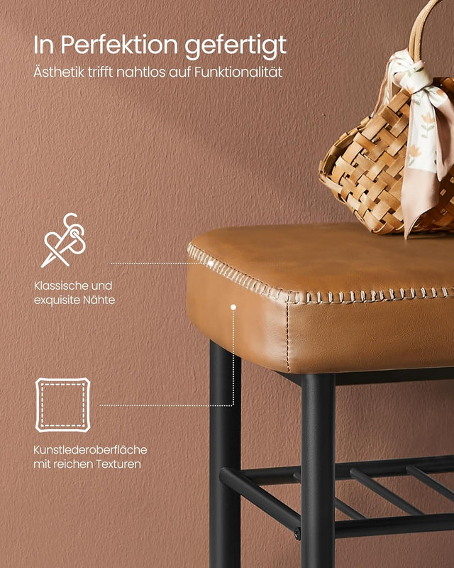 Schuhbank Mid-Century-Modern Kunstleder Karamellbraun von Songmics