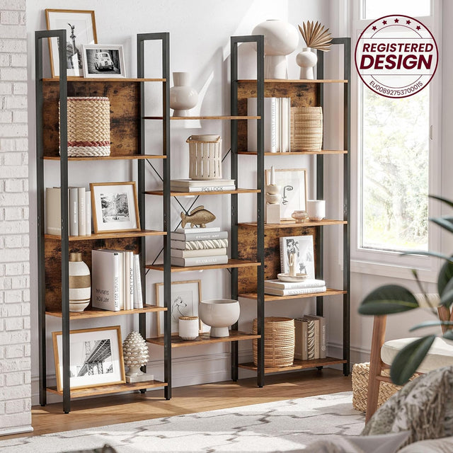 Bücherregal Standregal Metallrahmen Industrie-Design Vintagebraun von Songmics