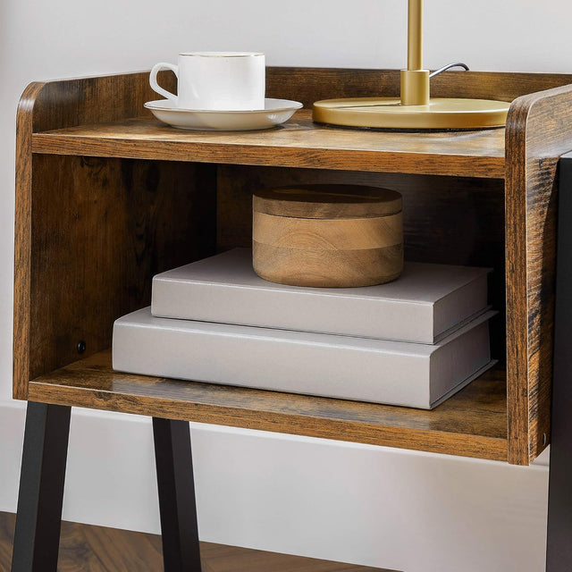 Nachttisch Industrie-Design mit Fach Vintagebraun