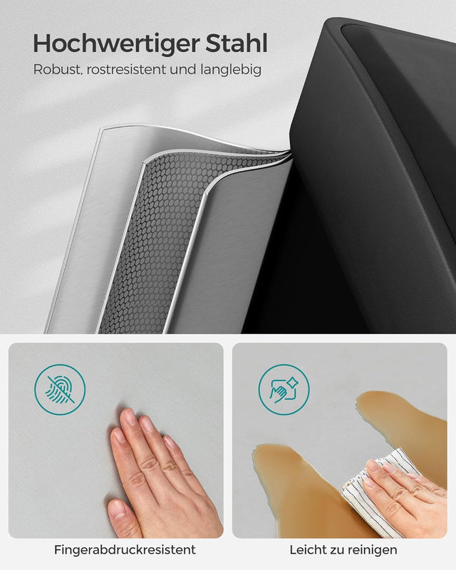 Mülleimer Küche 24L Mülltrennsystem 3 Fächer silbern-schwarz inkl. Müllsäcke