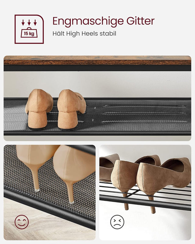 Kleiderständer Garderobe mit Spiegel Sitzbank Vintagebraun von Songmics